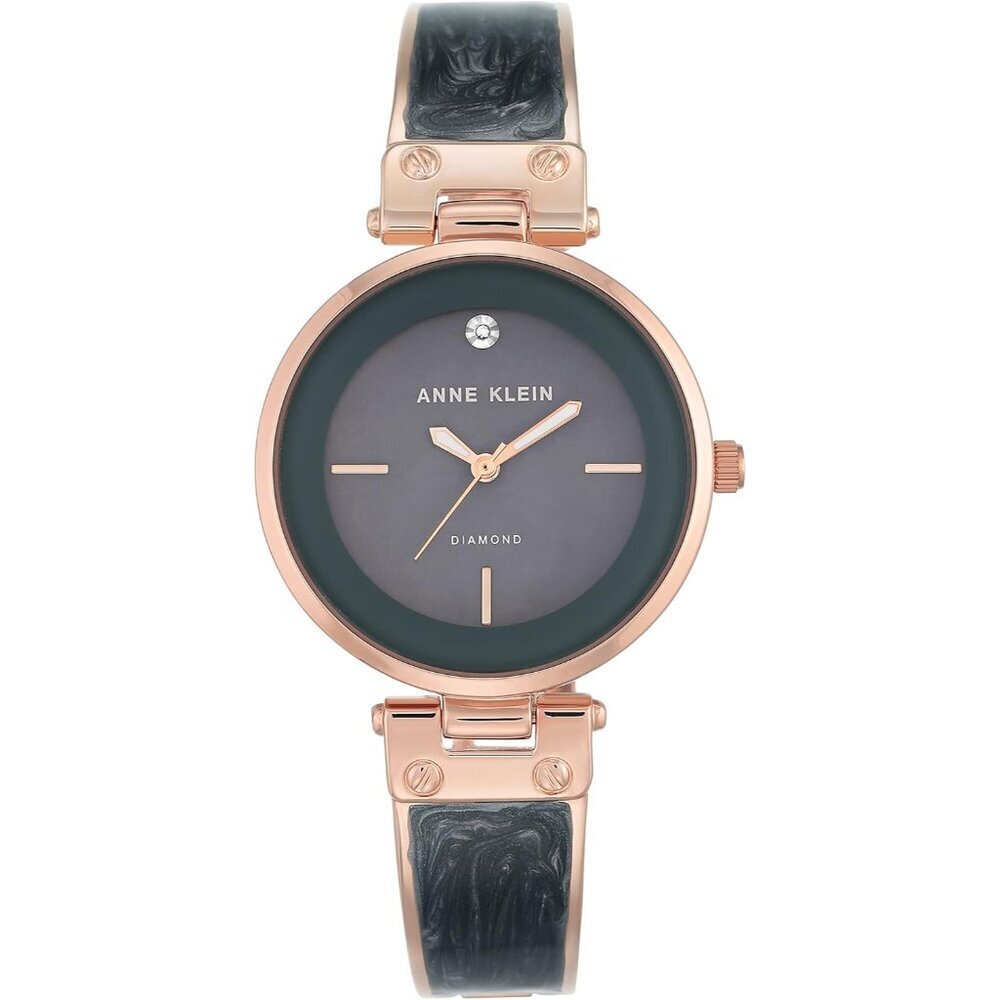 Women's Metal Diamond Dial Bangle Watch with Mother-of-Pearl, Rose Gold